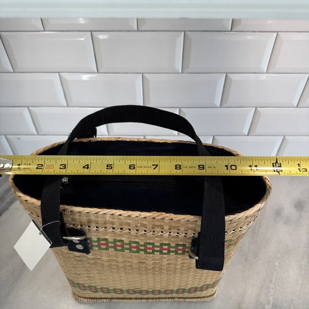 Bamboo Basket Weave Purse W/Canvas Handles New With Tag Balik Bryan‎ Handicraft